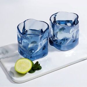 2 PCS Thick Twisted Creative Whisky Class Colorful Luxury living New 🔥🔥 Blue